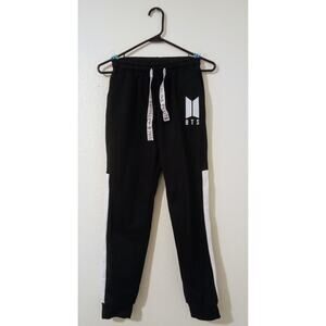 BTS K-POP Sweatpants Song Fragile Black Jogger Elastic Tie Waist SZ S